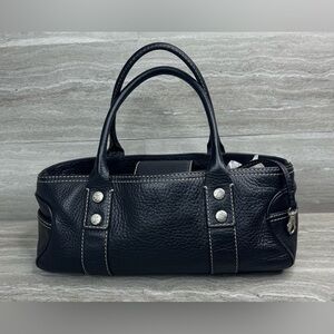 Y2K MICHAEL Michael Kors Greenwich Black Pebbled Leather Vintage Barrel Bag